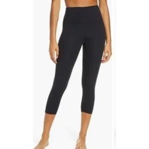 Zella High Waisted Crop Leggings - Black - Size Medium